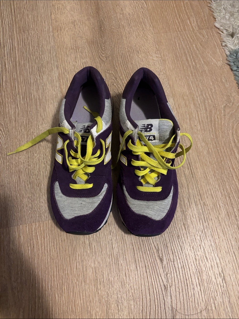 New Balance Purple and Yellow Lace-Up Sneakers 574